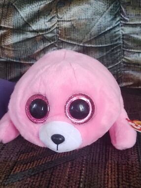 Pink Plush Seal with Sparkling Eyes